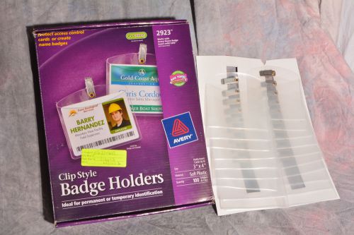 Avery 2923 Clip-Style Badge Holders, Horizontal, 4W X 3H, Clear, 100/Box