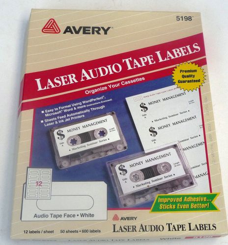 516 White Laser Inkjet Printable Matte Audio Cassette Tape 5198 Labels AVERY HTF