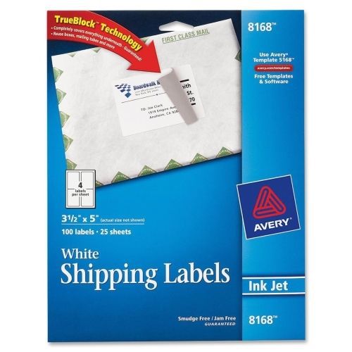 LOT OF 4 Avery Shipping Label - 3.5&#034;Wx5&#034;L - 100/Pk - Inkjet - White