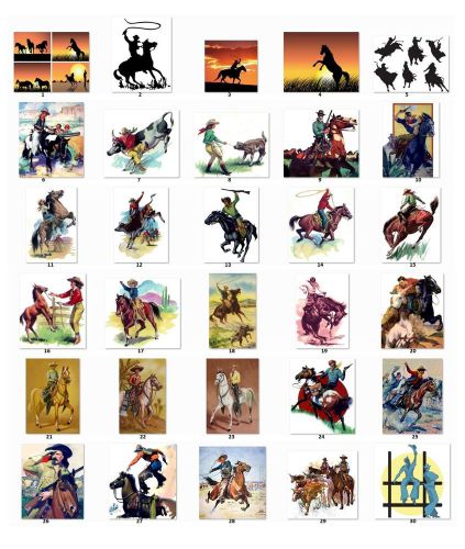 30 Square Stickers Envelope Seals Favor Tags Cowboys Buy 3 get 1 free (c2)