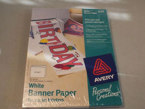 Avery 3272  White Banner paper Ink Jet Printers 11&#034;x 8 1/2&#034; 80 Sheets Sealed!