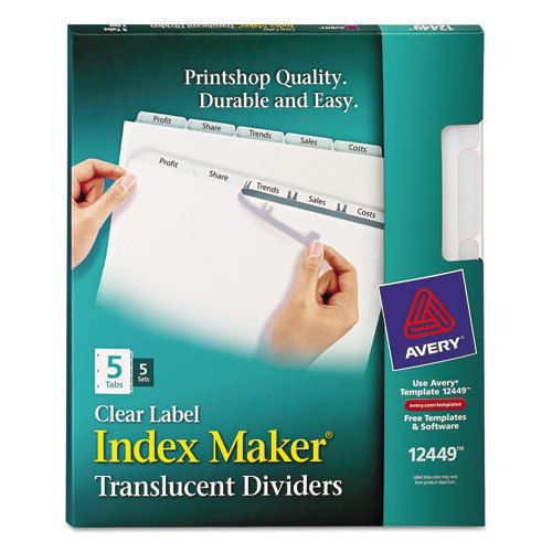 Index Maker Clear Label Punched Dividers, Clear 5-Tab, Letter, 5 Sets