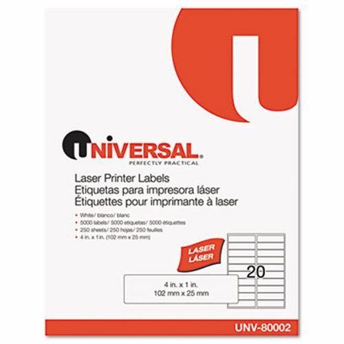 Universal Laser Printer Permanent Labels, 1 x 4, White, 5000/Box (UNV80002)
