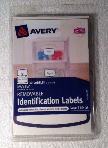 Avery Removable Identification Labels (41444), 3 3/4&#034; x 2 1/2&#034;. Laser / Ink Jet.