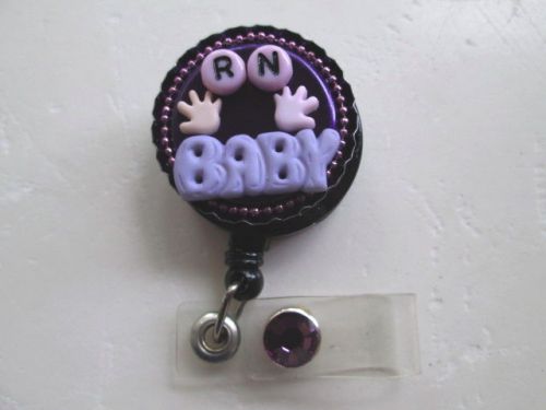 RN BABY AND HANDS ID BADGE REEL RETRACTABLE HOLDER MEDICAL,NURSE,HOSPITAL