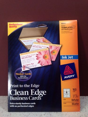 Avery 8869 clean edge business cards matte white 160 cards * do it yourself* nip for sale