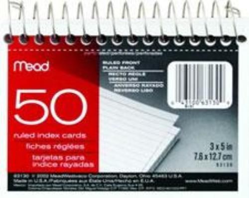 Mead Index Cards Spiral 3&#039;&#039; x 5&#039;&#039; Ruled 50 Count