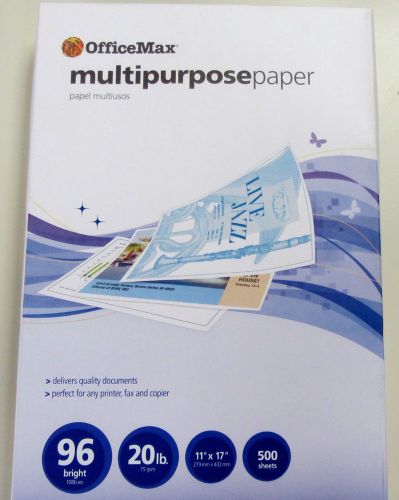 Office Max Multipurpose Copy Paper 96 Bright 500 Sheets 11&#034; x 17&#034; 20 lb