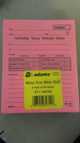 Adams Neon 5 X 4 While You Were Out Message Pad 6 Pack 9711neon 50 sheets a pad