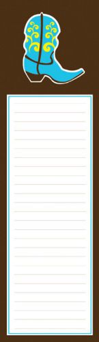 #8775 -- wellspring cowgirl blue boots brown magnetic list note pad for sale
