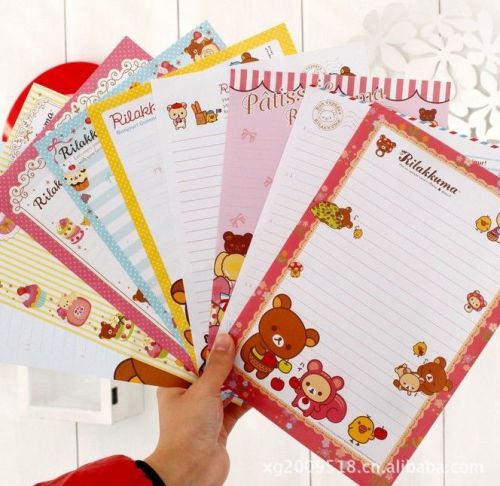 US Rilakkuma Stationery 9 Letter 6 Envelope Set Paper Lot 3 designs Kawaii Cute