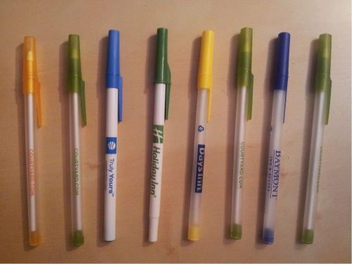 Lot of 8 Ball Point Pens from Varies Hotels, Black Ink, Free Shipping