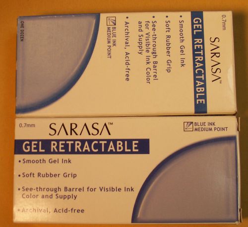 Zebra sarasa gel retractable ball pens med 0.7 mm point blue box of 12 for sale