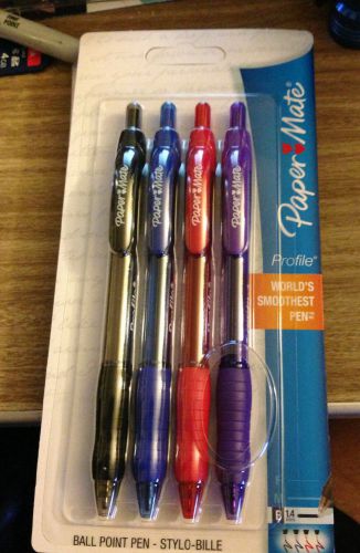 Paper Mate Profile Retractable Ballpoint Pens 4 Colored Ink Pens 89473