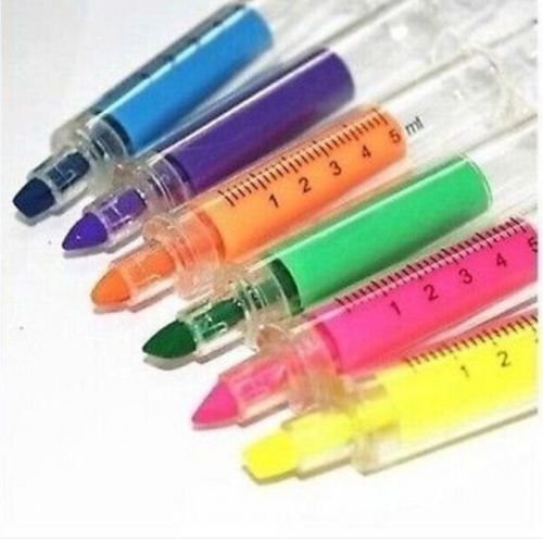 6 pcs plastic syringe highlighter doctor&#039;s office nurse school A01