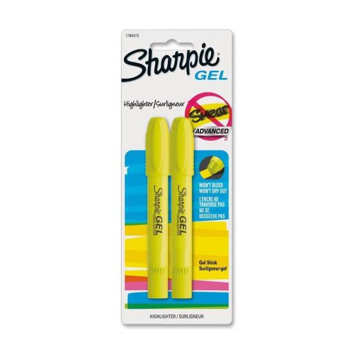 SHARPIE Gel Stick Highlighters Bullet Pt Yellow, 2pk