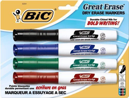Bic Great Erase Low Odor Whiteboard Markers - Fine Marker Point (gdemp41asst)