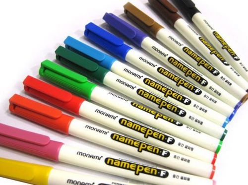 Monami namepen f 12 color oil-based medium marker set permanent marker pen 1.0mm for sale