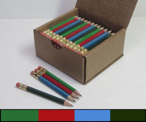 Half Pencils with Eraser - Golf, Pew - #2 Hexagon, Box of 32 4 colors