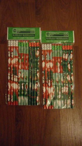 2 Dozen Christmas Pencils with Erasers - Brand New In Package #2 Medium