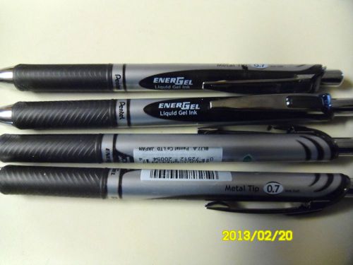 ** lot of 4 ** pentel energel deluxe rtx retractable liquid gel pens ~ 0.7 black for sale