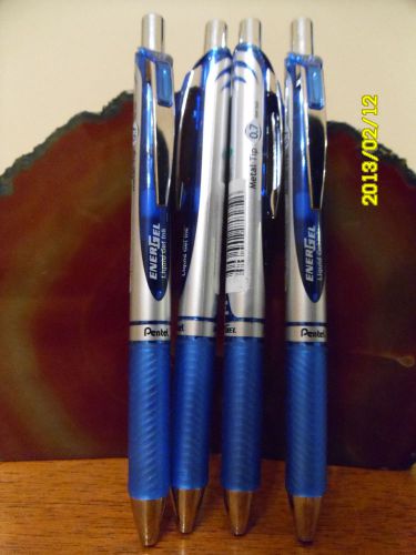 ** lot of 4 ** pentel energel deluxe rtx retractable liquid gel pens ~ 0.7 blue for sale