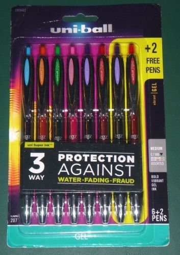 Uni-ball 207 Signo Gel Retractable Pen with Super Ink Assorted Med. 0.7mm 8-pack