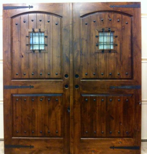 Knotty alder exterior double entry door rustic old world home wood front doors for sale