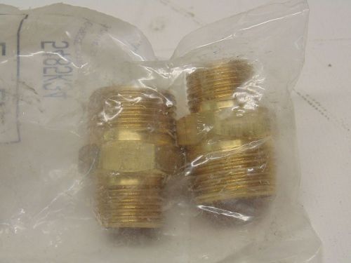(2) MED-PRESSURE EXTRUDED BRASS HEX NIPPLE 3/4&#034; X 1/4&#034; PIPE SIZE, MALE (R1-4-14)