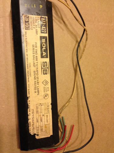 672-427 sola ballast for two 40 w t12 rapid start lamps class p .81 amp 60 hertz for sale