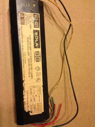 672-427 Sola Ballast For Two 40 W T12 Rapid Start Lamps Class P .81 Amp 60 Hertz