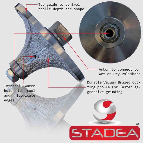 STADEA Diamond Profile Grinding Wheel Bit 1 1/2&#034; Radius B40 Granite Marble Stone