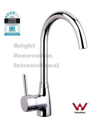 WELS Round Cylinder Swan Bathroom Basin Kitchen Sink Flick Mixer Tap Faucet