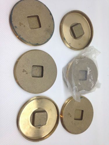 Lot of 6 - Clean Out Plug - Solid Brass - 4&#034; diameter - Recessed Square 