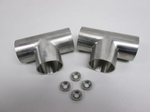 Lot 2 new waukesha 826607 316l a3 1-1/2in tee tri-weld sanitary fitting d315066 for sale