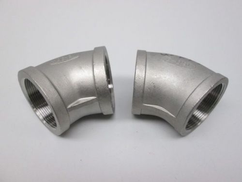Lot 2 new mb-304 150 2in npt 45deg elbow pipe fitting stainless d243778 for sale