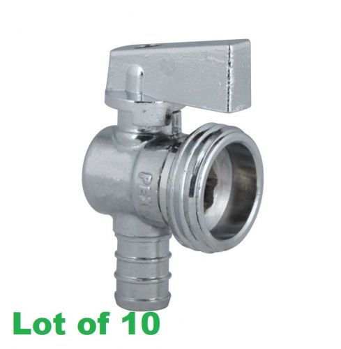 (10) brass pex quarter turn washing machine ball valve 1/2” pex x 3/4” mht angle for sale
