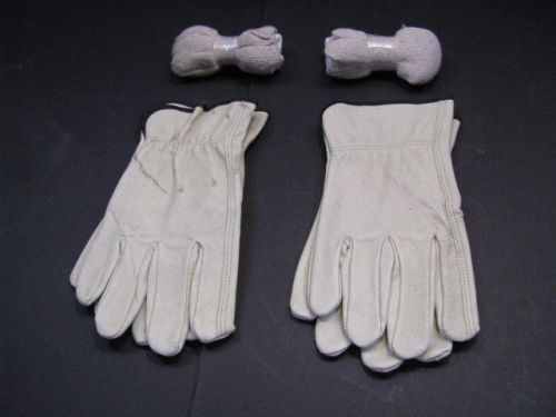 4 Piece Construction Lot&gt;-2 XX-Large Leather Work Gloves &amp; 2 Pair Glove Liners