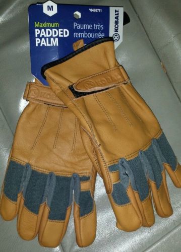 Kobalt Med.Men&#039;s Leather Max.Padded Palm Work Gloves BRAND NEW! FREE SHIPPING! !