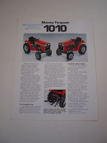 Massey-Ferguson MF 1010 Compact Tractor Color Brochure Spec Sheet MINT &#039;82