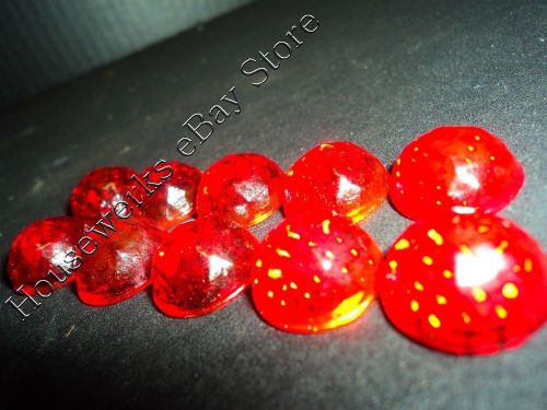 Vintage (10) RUBY RED Glass * CATS EYE * (REFLECTOR Marking JEWELS)  NOS Faceted