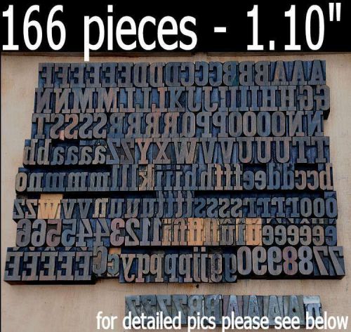 letterpress wood printing blocks 166 pcs 1.10&#034; tall alphabet type woodtype ABC