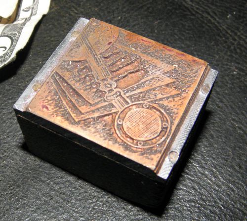 Vintage 20&#039;s? Art Deco copper Letterpress Printing Printers Block paper? writing