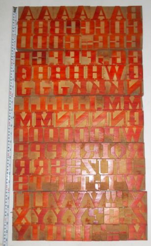 126 piece vintage letterpress wood wooden type printing blocks 50mm for sale