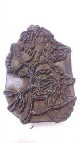 Vintage big size deep inlay hand carved huge plant textile printing block/stamp for sale