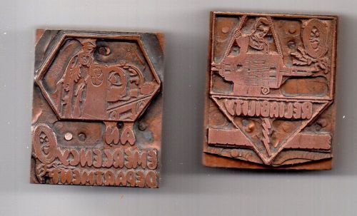 Old copper print blocks: quick service &amp; just right electrician ads for sale