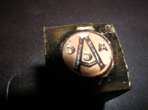 Vintage wood block printing copper metal stamp &#034;a&#034; a c c for sale