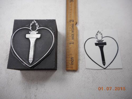 Letterpress Printing Printers Block, American Heart Association Torch Emblem