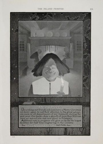 1901 ad gill engraving merry christmas greeting pilgrim - original advertising for sale