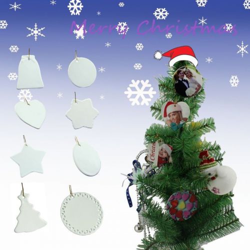 New arrivals 12pcs sublimation ceramic ornaments for christmas tree decorations for sale